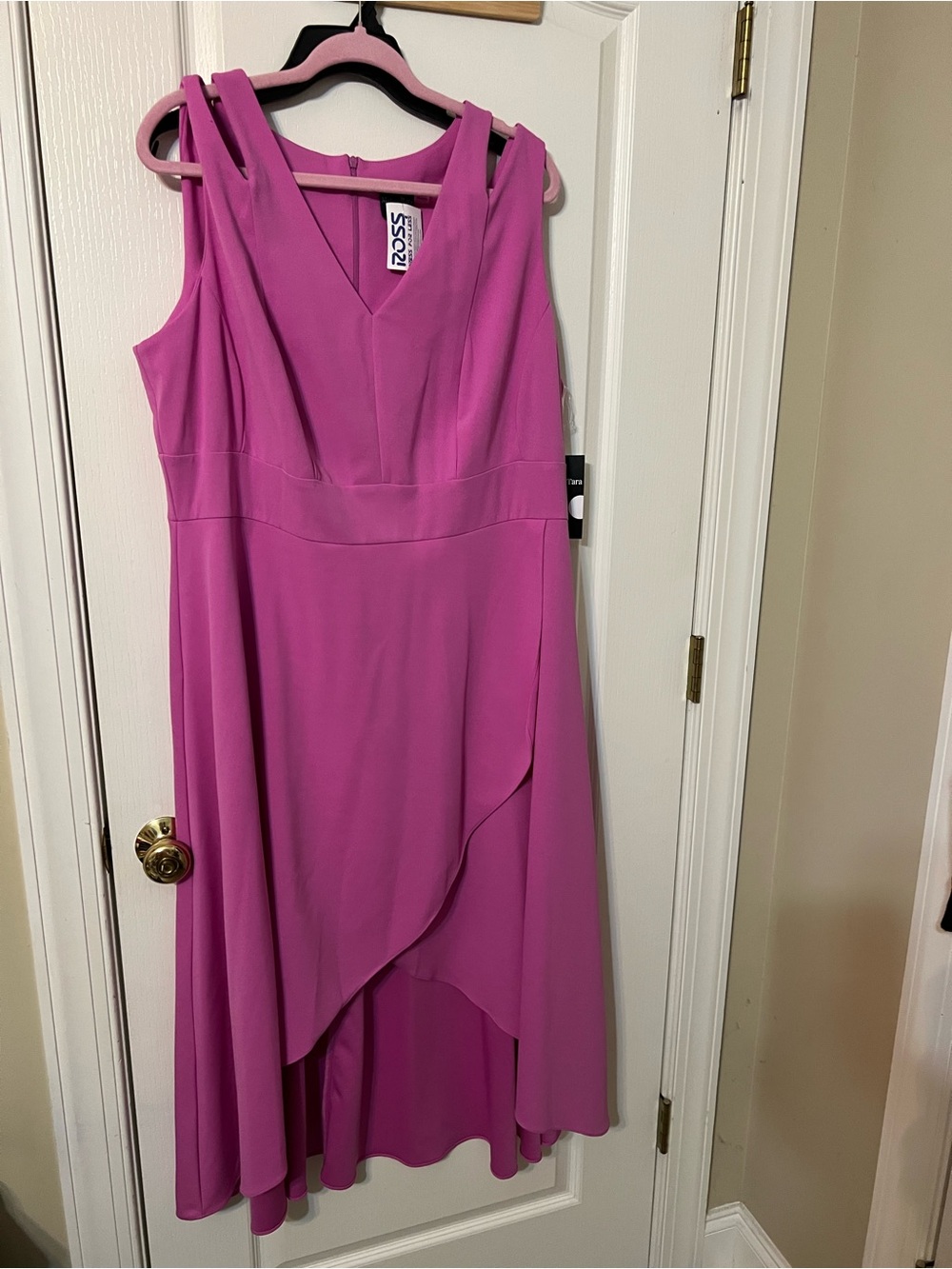Maison Tara Fuchsia V-Neck High-Low Dress